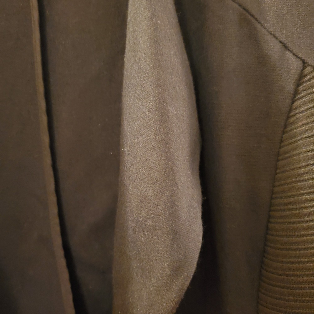 Chico's sz 2 Black open front Utility Jacket Gold Zippers‎ Elevated Basic Office - Picture 3 of 13
